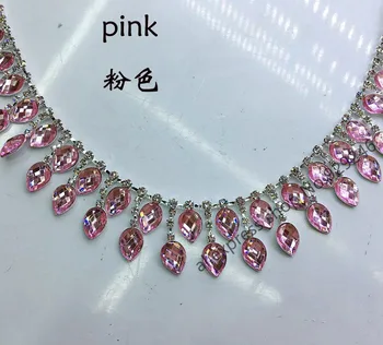 90cm/lot de moda roz AB colorate acril lacrimă de cristal stras lanț strass franjuri pentru dans rochie de îmbrăcăminte decor