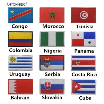 1 BUC Cuba Slovacia, Columbia, Serbia, Uruguay, Nigeria Costa Rica Ecuson Brodat Flag Patch-uri pentru Haine, Rucsac Coase Pe Autocolante