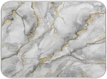 Marmură albă fel de Mâncare de Uscare Mat pentru Bucătărie 18x24in Aur Marmorat Granit Absorbant din Microfibra Uscata Feluri de mâncare Rogojini Picurator Mat