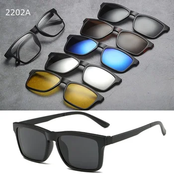 QIFENG Optice Cadru Spectacol Bărbați Femei de Înaltă Calitate TR90 Cu 5 Clip-On ochelari de Soare Polarizat Magnetic Ochelari Ochelari de vedere QF123