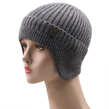 Simplu de iarnă earmuff capac bărbați în aer liber pălărie tricotate femei coreene caldă cap de craniu palarie windproof earflaps capota pălării