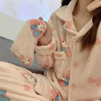 2022 Kawaii Sanrioed de Pluș Anime Kuromi Cinnamoroll Melodie Flanel Doamnelor Pijamale Pijamale Desene animate Femei Acasă îmbrăcăminte de noapte Cadouri
