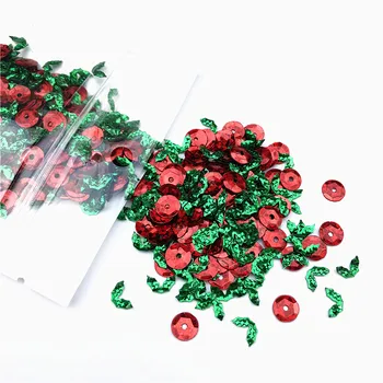 10g/Pachet Mixt Rosu Verde 6-10mm Holly Berry Copac Frunze Vrac Paiete, Paillettes Decor de Crăciun, Femeile articole de Îmbrăcăminte Cusut de Artizanat