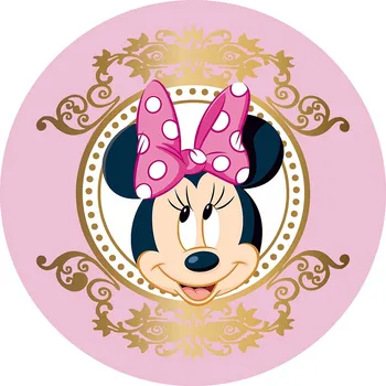 Roz Minnie Mouse Baby shower Cerc Fondul Rundă de Fundal Minnie Mouse-Balerină la mulți ani Fundaluri pentru Fata Acoperire