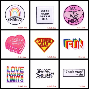 Prajna 10BUC en-Gros Curcubeu LGBT Scrisoare de Patch-uri Brodate Pe Haine DIY Desene animate Scrisoare Insigna de Fier Pe Patch-uri Pentru Haine