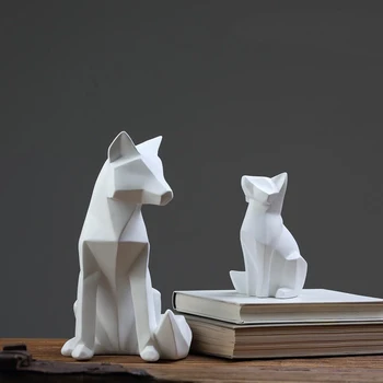 Rășină de Animale Figurine Abstracte Stil Geometric Fox Sculptura Desktop Statuie pentru Biroul de Acasă Decor de Masă de Meserii Ornament