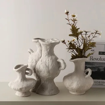 Simplu Wabi-sabi stil simplu vaza ceramica casa homestay retro ceramica decor club desktop moale de flori uscate de flori ware