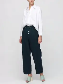 Negru sau Alb Denim Pantaloni Femei Singure Pieptul de Moda Casual 2022 Începutul Toamnei Talie Mare sex Feminin Glezna-lungime Blugi