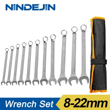 NINDEJIN 11pcs cheie de piulițe wrench set de scule CR-V 8 9 10 11 12 13 14 15 17 19 22mm open end chei combinate set