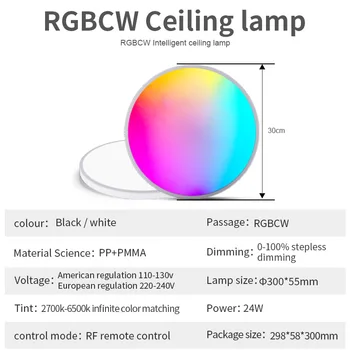 Modern RGBCW LED Lămpi de Tavan Pentru Camera RF Control Estompat Rotund de Tavan Candelabru Pentru Dormitor Sufragerie Bucatarie de Iluminat
