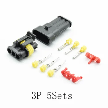 5sets Kit 3pins Mod AMP Super sigiliu rezistent la apa cablu Electric Conector Plug-in pentru masina conector impermeabil