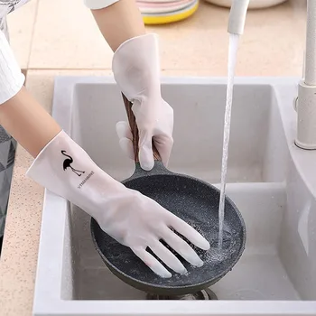 1 Pereche Gospodărie Mănuși de Curățare de Rufe din Plastic rezistent la apa Îngroșa Mănuși de Curățare de uz Casnic Non-Alunecare Rezistent Bucătărie Feluri de mâncare
