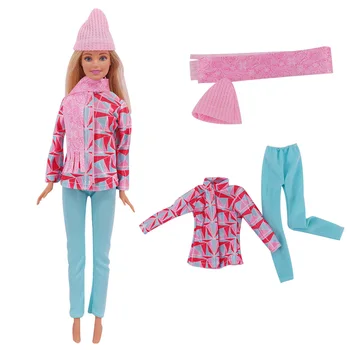 30Cm Barbie Haine de Moda Strat de Pluș de Top, Pantaloni, Pălărie se Potrivesc 11.8 Inch Articulat Păpușă Jucărie Copil Fată Ziua de nastere Cadou
