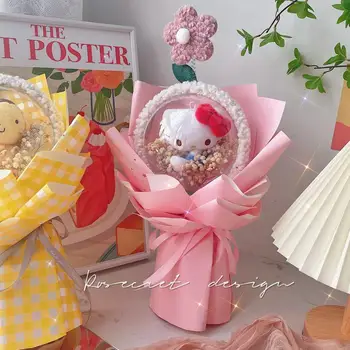 Anime Kawaii Hello Kitty Papusa de Plus Buchet Melodia Mea Cinnamonroll de Desene animate Toy Flori pentru Fete Ziua Îndrăgostiților Cadou de Ziua de nastere