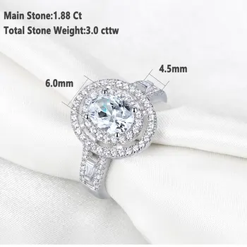 Newshe Masiv 925 Sterling Silver Nunta Inel de Logodna Pentru Femei Halou de Formă Ovală AAAAA Cz de Mireasa Bijuterii BR1097