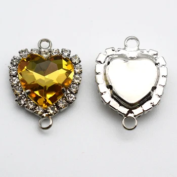 Noi Sosiri de Bază de Argint Dublu Cerc în Formă de Inimă de Cristal Catarama de Sticlă Flatback Strasuri aurii Pentru Cusut pe Haine Sac