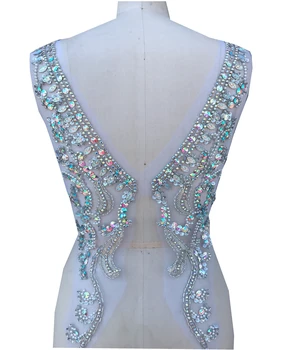 Handmade argint/aur/rosu cristal aplicatiile pe plasă coase pe pietre margele trim patch-uri pentru rochie haine accesorii