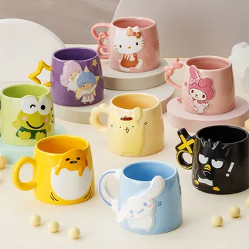 Kawaii Sanrio Accesorii Cana Hello Kitty Melodia Mea Cinnamoroll Pompom Purin Ceramice Desene Animate Cuplu De Apă De Sticlă Ceașcă De Cafea
