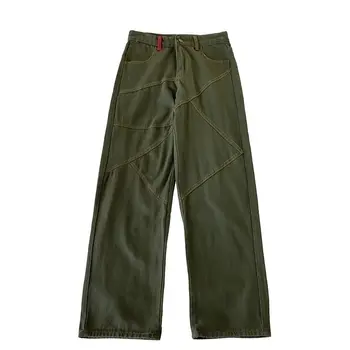 Verde Pantaloni din Denim Blugi Joase Femei Vrac Mozaic Y2 K Drept de Epocă Blugi Pantaloni Streetwear Pantaloni Sela 0fficial Magazin
