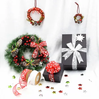 (10 metri/rola) 25mm Rosu Organza de Crăciun lucrate Manual Panglică Cadou de Ambalare Fulg de nea DIY dantelă Decorative
