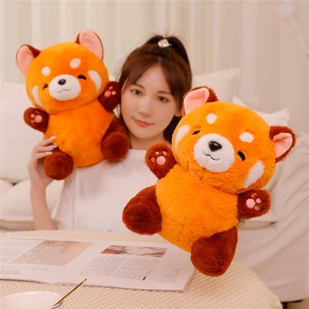 23-60cm Umplute Figura Anime Papusa Transformat Red Panda de Pluș Papusa Pufos Păr Roșu Raton Animale Îmbrățișare Arunca Perna Copii