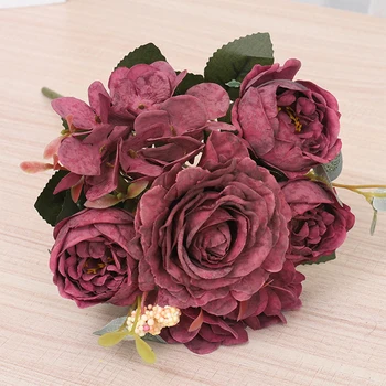 European De Mătase Bujor Flori Artificiale Decor Buchet Petrecere De Nunta, Mireasa Cu Flori Acasă Aranjament Flori False