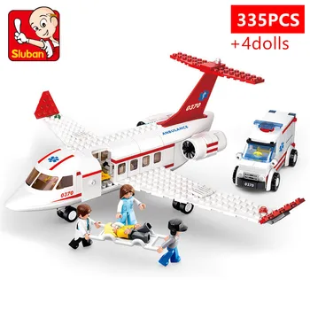 335Pcs City Avion Medical de Ambulanță Aeriană Masina Blocuri de Avion Brinquedos Creative Cărămizi Jucarii Educative Cadou de Crăciun