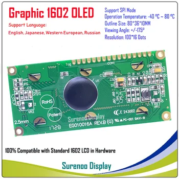 Real Display OLED, WS0010 Grafic 100*16 Puncte Compatibil cu 1602 162 Caracter LCD Modulul LCM Ecran, Suport SPI