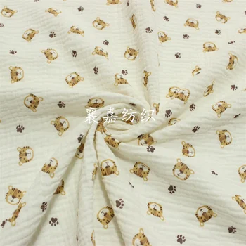 Copilul de Bumbac Tifon Crep Cap de Tigru Imprimat Îmbrăcăminte pentru Copii Tesatura de Cusut
