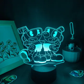 Cuphead Mugman Joc 3D Led Lămpi Lavă RGB Neon Baterie Lumini de Noapte Interesante Cadouri Pentru Prieteni, Sală de Jocuri, Masa de Birou Decor plin de culoare