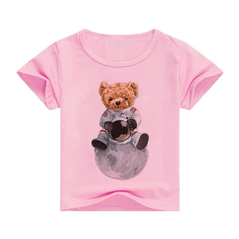 Moda Haine Pentru Copii Nou Sosirea 4 Culori De Vară Confortabil Copil Minunat Fete Maneci Scurte De Desene Animate Drăguț Mic Urs T-Shirt