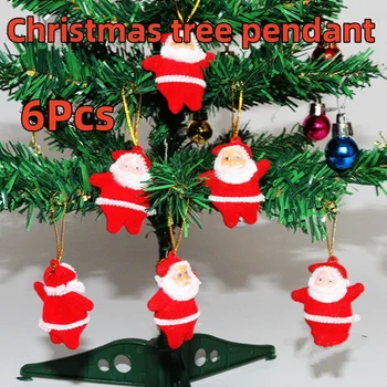 Set De 6 Mini Santa Păpuși Pandantive Decorative Jucării Roșu Cadouri Cadouri De Crăciun Pom De Crăciun Drăguț Pandantive