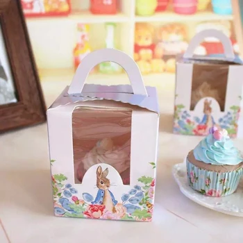 20buc Iepure Drăguț Cupcake Cutie cu Mâner Petrecerea de Ziua Ambalaje Cupcake de Crăciun Cupcake Cutie de Favoruri de Nunta pentru Oaspeții