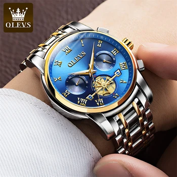 OLEVS Moda Tourbillon Design Cuarț de Afaceri Mens Ceasuri de Top de Brand de Lux Cronograf Ceas de mână pentru Bărbați Relogio Masculino