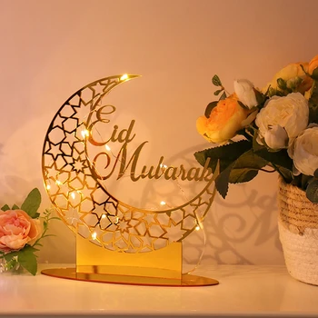 1buc Aur Acrilice Ramadan Decoratiuni Ornamente Luna Steaua Eid Murbarak Islamic Partid Musulman Eid Decor Kareem Ramadan Kareem Cadou