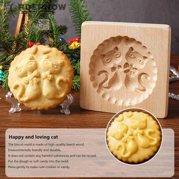 Lemn de Presă de Copt Mucegai DIY Forme de Instrumente de Relief 3D Cutter Cookie turtă dulce Biscuit Ustensile de Bucătărie pentru Muffin Fructe Moi