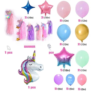 Unicorn Petrecere Decoratiuni pentru Copii Fata de Un An de Ziua Balon Ghirlanda Arc Copil de Dus de Gen Dezvăluie Consumabile Partid