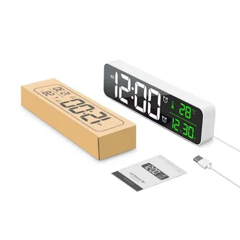 LED Digital Ceas cu Alarmă Snooze Temperatura de Afișare a Datei USB Desktop Bandă Oglindă cu LED-uri Ceasuri pentru Camera de zi de Decorare