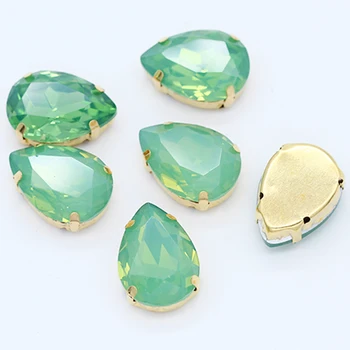 Toate dimensiunile Lacrimă de Aur Gheara Coase pe Butonul de sticlă alb/roz/verde opal de cusut Flatback Cristal Stras bijuterii șirag de mărgele pentru Îmbrăcăminte
