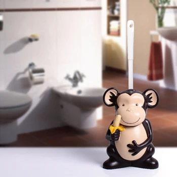Set de Perie wc Baza de Rasini Perie de Curatare cu Maimuță Drăguț Titularul Creative WC Accesorii Durabile Baie Sol perie