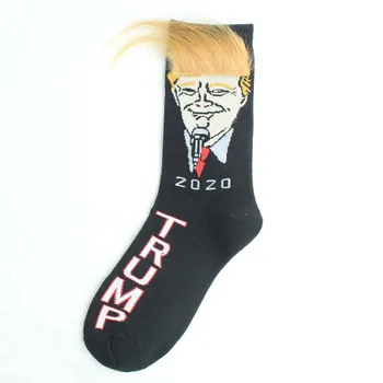 Trump Șosete Bărbați Amuzant Alegeri Parodie Amuzant Președintele Sosete 3D Cu Părul Fals Echipajului Sosete de Bumbac Streetwear Hip Hop