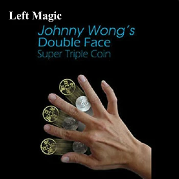 Dublu Fata Super Triple Monedă (Jumătate de Dolar sau Morgan Dollar Versiune) de Johnny Wong Trucuri de Magie, Iluzii Aproape Magic Recuzita