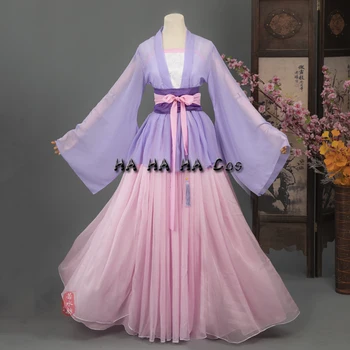 Anime Mo Dao Zu Shi Copilărie Jiang YanLi Cosplay Costum Chinezesc Hanfu Rochie Violet Femei Fata Tang Costum Set Pantofi Peruca Elemente De Recuzită