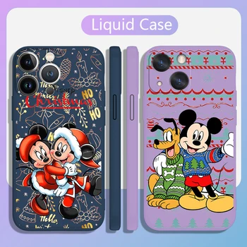 Crăciun Anime Mickey Telefon Caz Pentru Apple iPhone 14 13 12 Mini 11 Pro XS MAX XR X 8 7 6S Plus SE Lichid Frânghie Moale Capacul Fundas