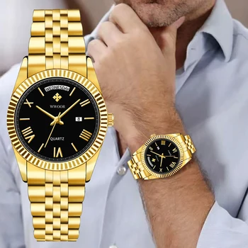 WWOOR Ceasuri de Lux Cadouri Pentru Bărbați din Oțel Inoxidabil rezistent la apa Data Ceas Nouă Bărbați Cuarț Ceasuri de mână de sex Masculin Ceas Relogio Masculino