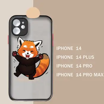 Red panda drăguț desen animat Caz de Telefon mat transparent Pentru iphone 14 11 12 13 plus mini x xs xr pro max acoperi