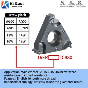 KaKarot MMT16ER AG55 AG60 14W 11W NPT Carbură de a Introduce Firul de Cotitură Instrument Pentru a Introduce SER Strung CNC SER/SEL din Oțel Inoxidabil