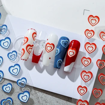 Drăguț Gradient de Dragoste Inima 5D Moale Relief Reliefuri Auto-Adeziv pentru Unghii Autocolante 3D Minunat de Unghii cu Ridicata Dropshipping