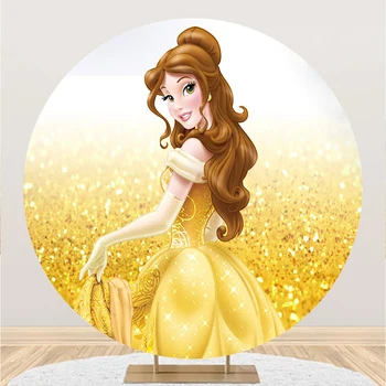 Disney Princess Belle frumoasa si ia Cerc de Fundal Ziua de nastere Partid Decor Rotund Fotografie Fundal Studio Foto