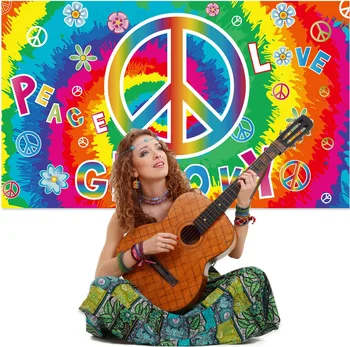 60 70 Hippie Groovy Tema Festivalul de Muzica Woodstock Party Decor Banner Tie Dye Fundal de Pace de Dragoste 1950 1960